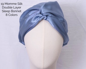 Cappucci di seta a doppio strato, 19MM 100% gelso seta contorta cofani, cura dei capelli bellezza, turbante di seta da donna, berretto notturno in seta, regali per lei