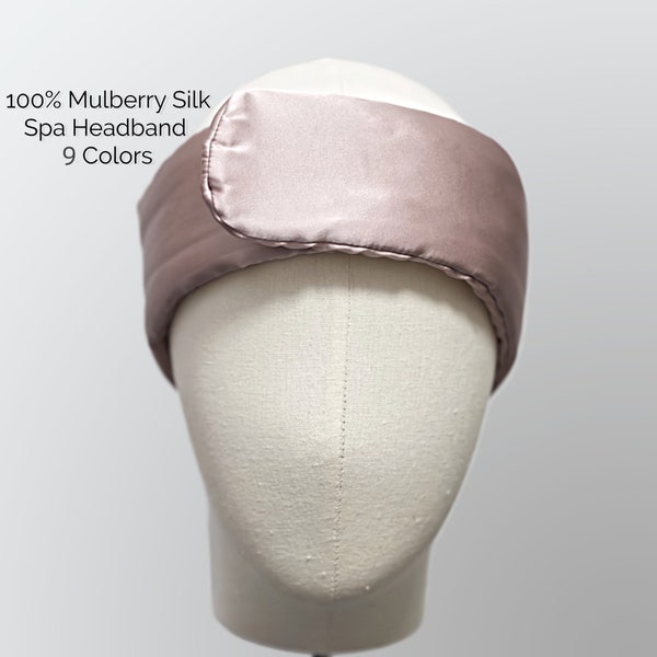 19 Momme Silk Headband Spa/Makeup/Cleansing/Sport Hair Wrap 100% Mulberry Silk Soft Hair Band Adjustable Magic Tape Women Hair Accessories