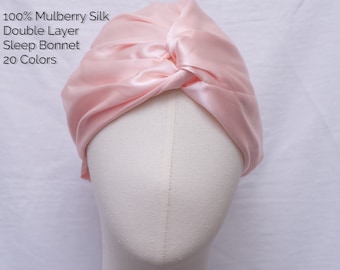 Twisted Sleep Bonnet Double Layer Silk Sleep Cap Sleeping Nightcap Hair Turban Women Hair Wrap Gift Ideas