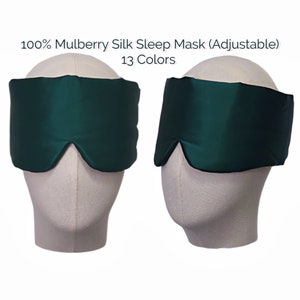 100% Mulberry Silk Sleep Mask Large Size Unisex Silk Sleeping Mask Fully Adjustable Strap Silk Blindfold Mask for Sleep Flight Travel