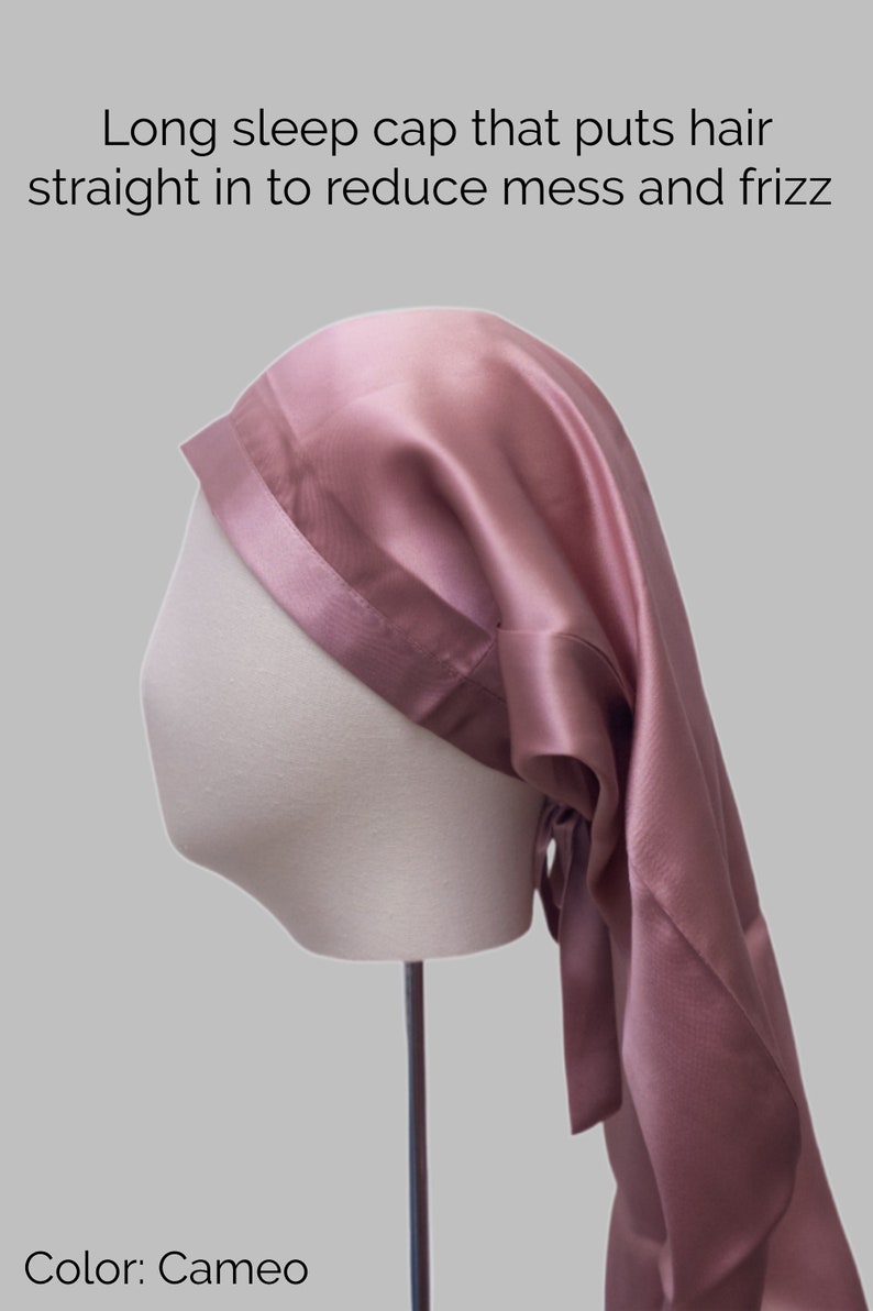 Long bonnet en soie pour cheveux longs, Bonnets de nuit en soie de mûrier de qualité 6A pour tresses, Bonnet en soie, cadeau de soin des cheveux pour elle Cameo