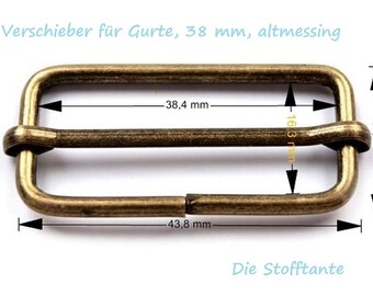 Schieber / Versteller 38 mm altmessing (10 Stück / 0,25 EUR/St.)