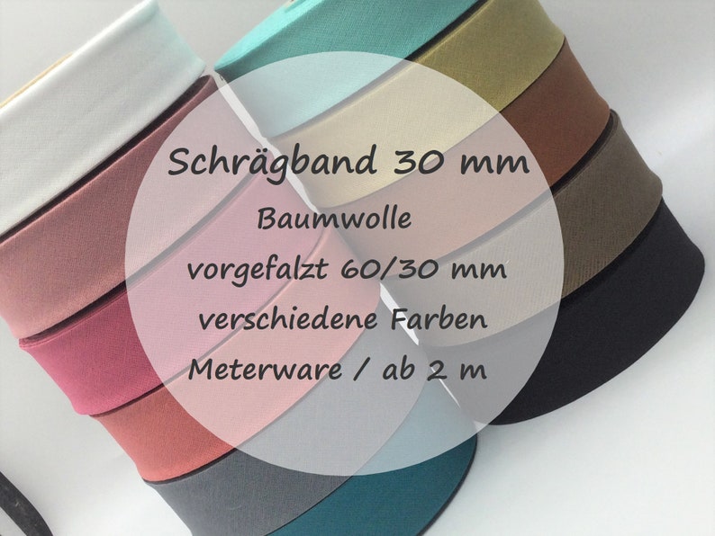 Schrägband Baumwolle gefalzt 60/30 verschiedene Farben Meterware ab 2 m 1,60 EUR/m Bild 1