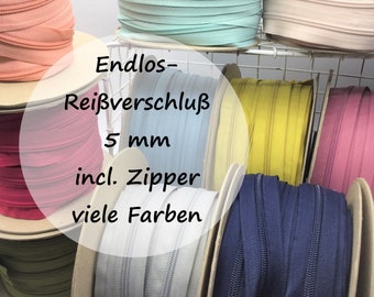 Spiralreißverschluss Endlos | 5 mm | incl. Zipper | Meterware | 22 Farben