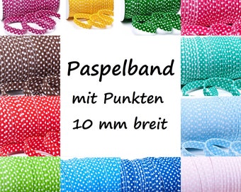 Paspelband Punkte | 10 mm | verschiedene Farben | Meterware | ab 3 m | 1,00 EUR/m