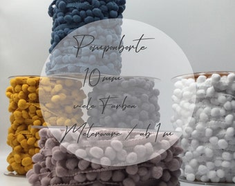 Pomponborte | hängende Pompons | 10 mm |  verschiedene Farben | ab 1 m | 1,80 EUR/m