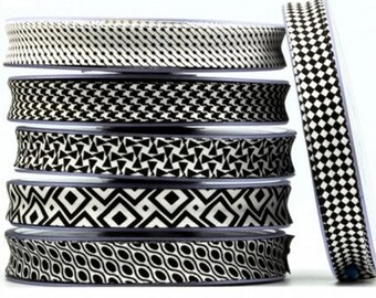 Schrägband Black & White / 18 oder 30 mm breit / 6 Designs / ab 3 m / Meterware