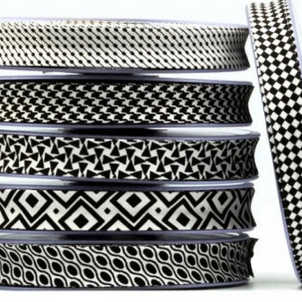 Schrägband Black & White / 18 oder 30 mm breit / 6 Designs / ab 3 m / Meterware