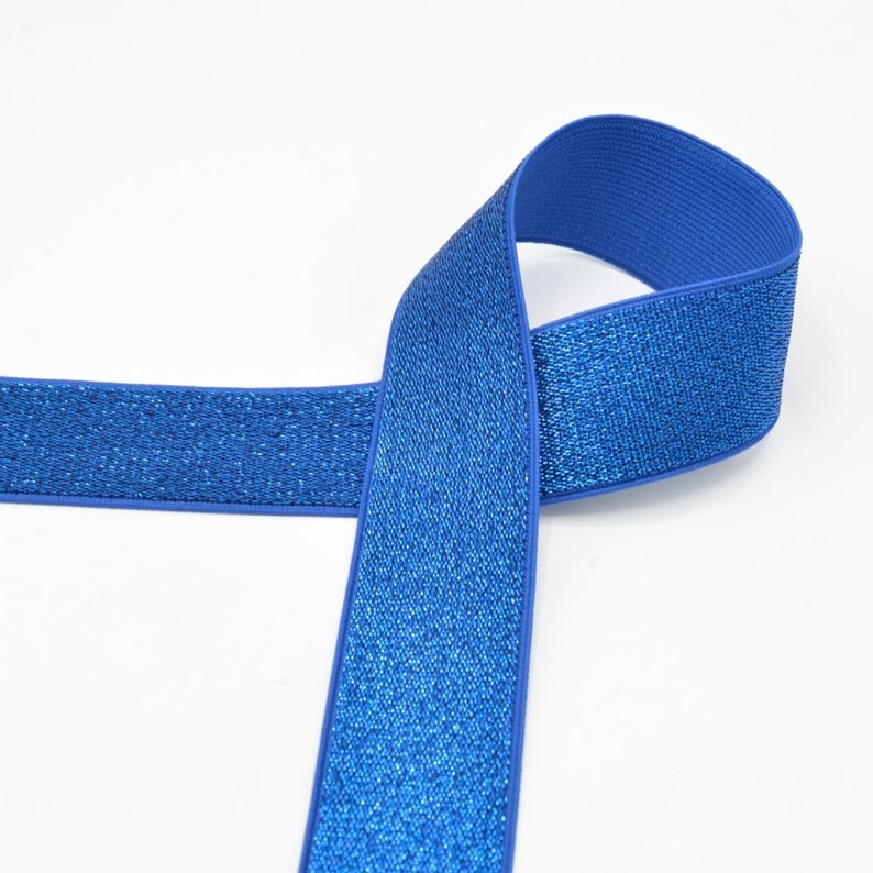 Gummiband Glitzer 40 mm breit versch. Farben Meterware ab 1 m 2,70 EUR/m 507 cobalt