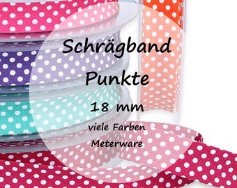 Schrägband Punkte | 18 mm | viele Farben | ab 3 m | 1,00 EUR/m