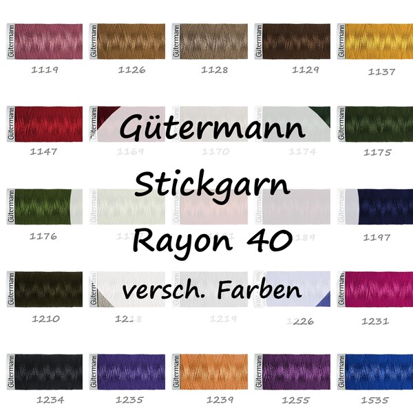 Gütermann Stickgarn Rayon 40 | 200 m Rollen | 50 Farben