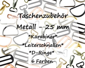 Taschenkarabiner / D-Ringe / Schieber / für 25 mm Gurtband / 6 Farben