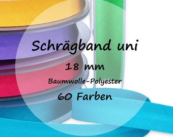 Schrägband uni | 18 mm | Baumwolle-Polyester | ab 3 m | 0,80 EUR/m
