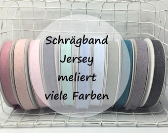 Jersey Schrägband | meliert | gefalzt 40/20 | viele Farben | ab 2 m |  1,99 EUR/m