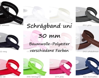 Schrägband | uni | 30 mm | Baumwolle-Polyester | ab 3 m | 1,30 EUR/m