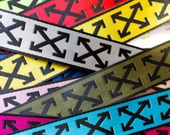 Gurtband Kreuze | gewebt | 38 mm | glänzend | für Taschen | 3 Farben | ab 1 m | 2,75 EUR/m