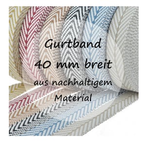 Gurtband | nachhaltiges Material | gemustert | 40 mm breit | viele Farben | Meterware | ab 1 m | 4,50 EUR/m