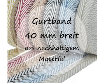 Gurtband | nachhaltiges Material | gemustert | 40 mm breit | viele Farben | Meterware | ab 1 m | 4,50 EUR/m