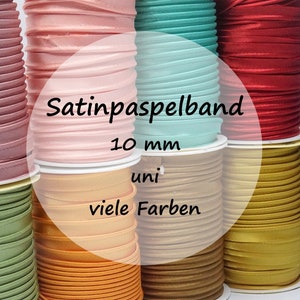 Satin Paspelband uni 10 mm | viele Farben | Meterware | 3 m - 1,00 EUR/m