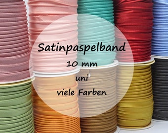Satin Paspelband uni 10 mm | viele Farben | Meterware | 3 m - 1,00 EUR/m