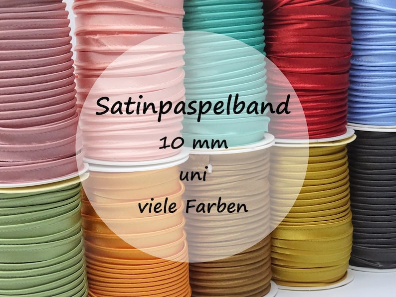 Satin Paspelband uni 10 mm viele Farben Meterware 3 m 1,00 EUR/m Bild 1