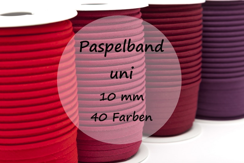 Paspelband uni 10 mm 41 Farben Meterware 3 m 1,00 EUR/m image 1