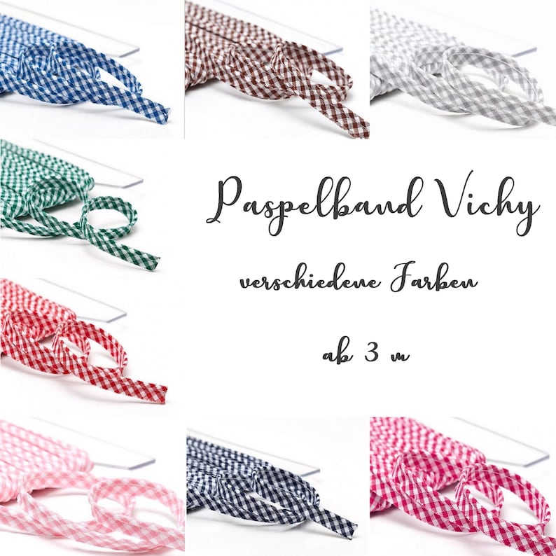 Paspelband Vichy 10 mm verschiedene Farben Meterware ab 3 m 1,00 EUR/m Bild 1