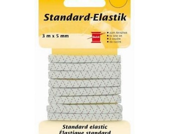 Rubber strand Standard-Elastic 5 mm white 3 m SB Pack (3 m - 0,92 EUR/Meter)