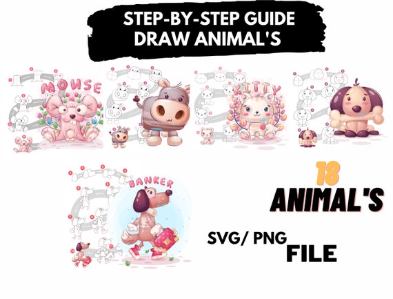 Drawing Step by Step Guide for Kids Drawing Animals Drawing - Etsy Drawing Step by Step Guide for Kids Drawing Animals Drawing - Etsy