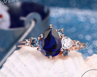 Pear Cut Saphir Diamant Ring Alexandrit Ring Versprechen Ring 925 Sterling Silber Moissanite Ring Jahrestag Ring Ehering Geschenk für Sie
