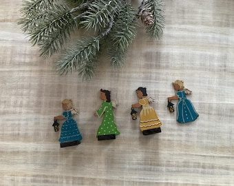 4 kleine Holzengel aus den 50er-Jahren