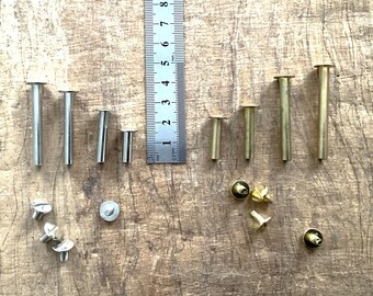 Buchschrauben, vernickelt oder Messing, in verschiedenen Längen