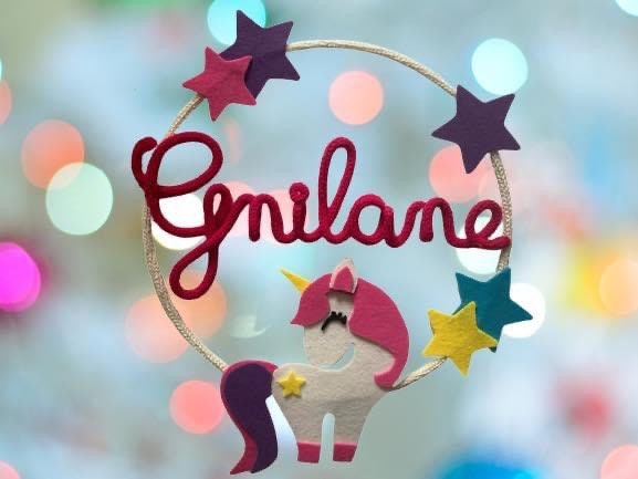 Prénom Tricotin, Animal en Feutrine, Décoration Chambre Enfant et Bébé, Cadeau de Naissance Personna