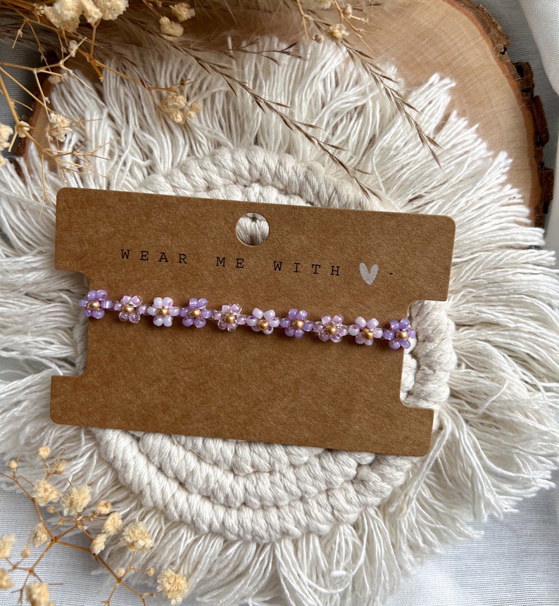 Daisy bracelet Pearl bracelet Daisy bracelet Miyuki seed beads Purple