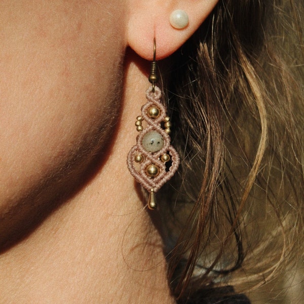 SATRANA macrame earrings • boho • hippie • gypsy • vintage • handmade jewelry • festival • crystal • customised • goa
