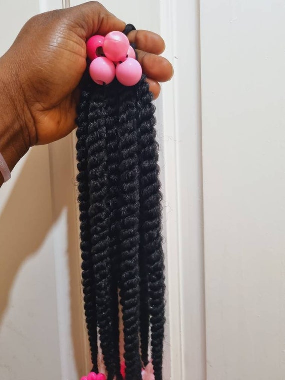 Kids Braided Ponytail With Beads Kid Braided Ponytail Extension Braided  Ponytail Wig With Beads and Bow Kids Braided Wigs for Black Women 