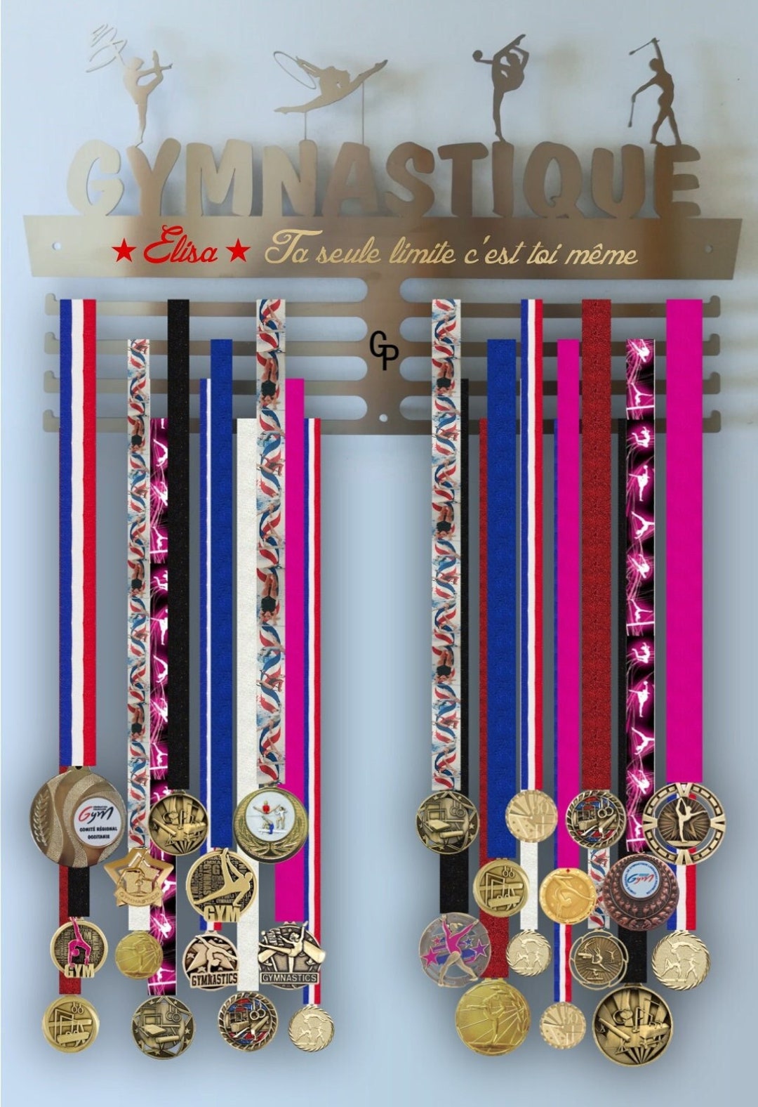 Porte-médailles Mural SUPERDANT Motif Motocross - Support Pour 25 Kg, 6 Rangées, Avec Bloc Antidérapant