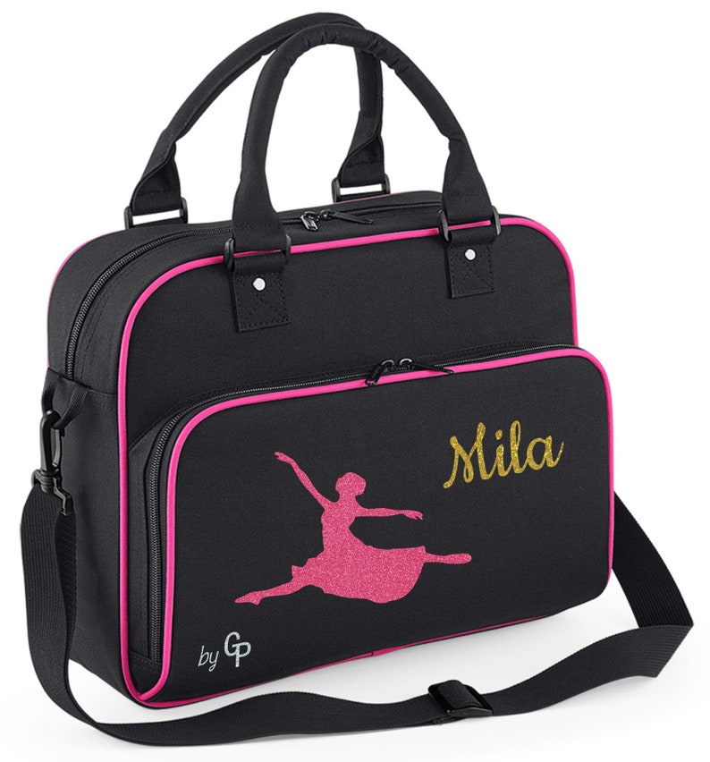 Sac bandoulière danse personnalisé Noir / Fuchsia