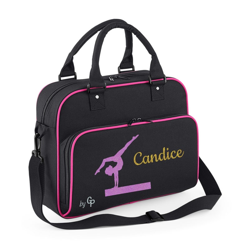 Sac bandoulière gym GAF personnalisé Noir / Fuchsia