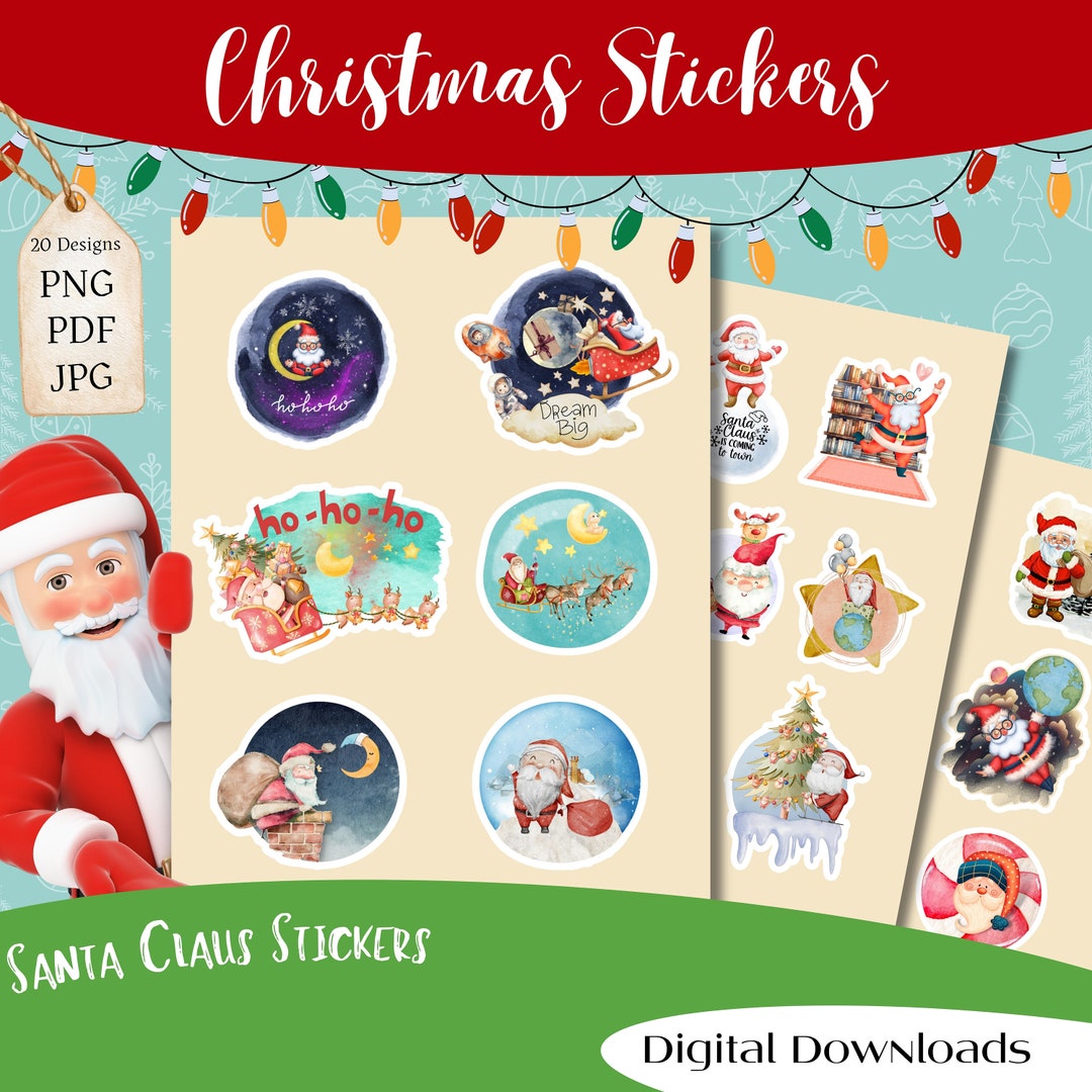20 Piece Santa Claus Christmas Sticker Goodnotes Digital Etsy
