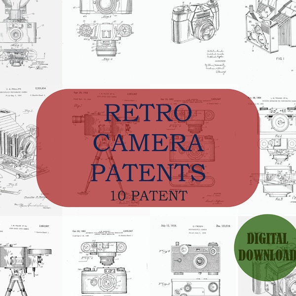 Retro Camera Patent Art, Photographic Camera Blueprint, Photography Art, Home Wall Decor, Photographer Gift, Digital Download