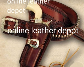 Cinto de cartucho de cowboy com coldre, alças para munição e suporte para armas calibre .22, .357, .38, .44, .45 e calibre 12
