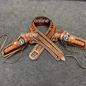 ウエスタンレザーカートリッジベルト、弾薬ループとハンマーストラップ付き、リボルバーホルスターガンカバーを固定します。.22 .32 .357 .38 .44 .45