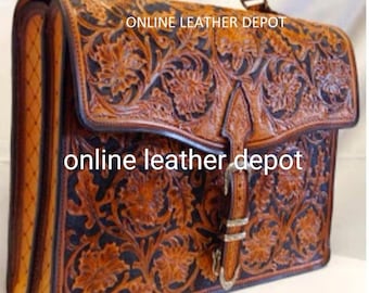 Handmade leather carving laptop bag