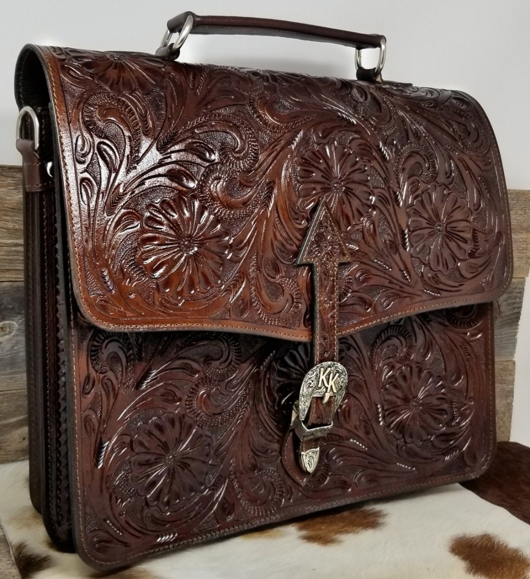 Brief Cases Western Hand Tooled Leather Briefcases Western Briefcase