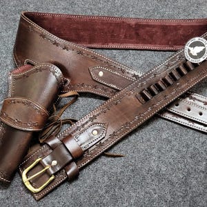 Fondina in pelle con passanti per munizioni da cintura vintage da cowboy occidentale .22 .357 .38 .44 .45