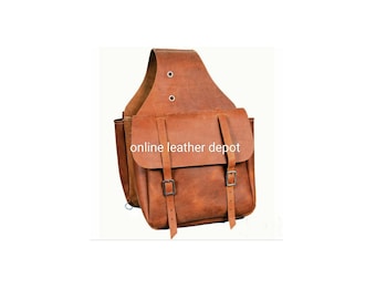 Sacoche De Selle Western En Cuir Noir, Fait Main, Panier Pour Cheval - Inde