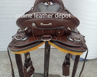 Sac De Selle Western En Cuir Ridex, Marron, Neuf, équitation - Fabriqué En Inde