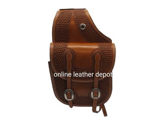 Sacoche De Selle Moto En Cuir Marron - Style Western - Fabriquée En Inde