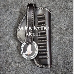 Handmade Leather Cowboy Holster with Ammo Loops, Fits .22 .357 .38 .44 .45